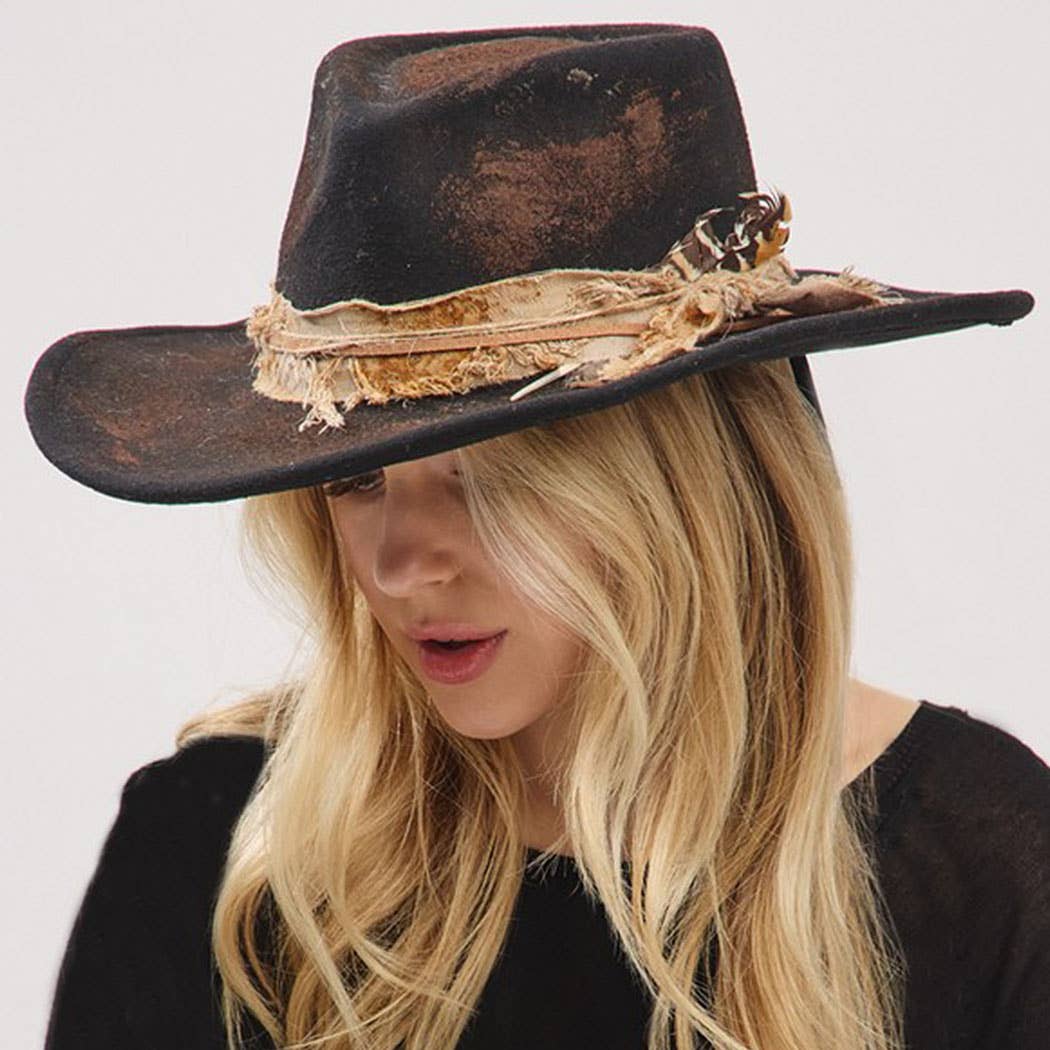 3AM BY H&amp;D ACCESSORIES - Vintage Versatile Shapeable Cowgirl &amp; Fedora Hat With Feathe