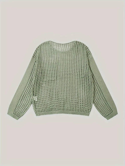 Serenity Collective - Hollow Out Knit Drop Sleeve Sweater
