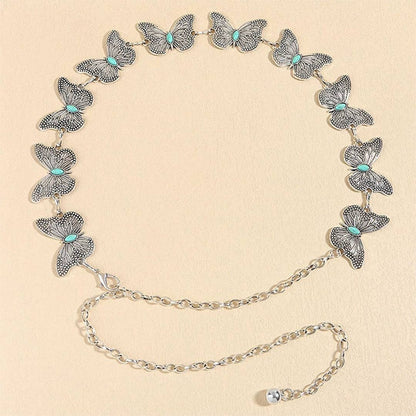 UNISHE - Ethnic Style Butterfly Metal Chain Waist Belt ZK3431