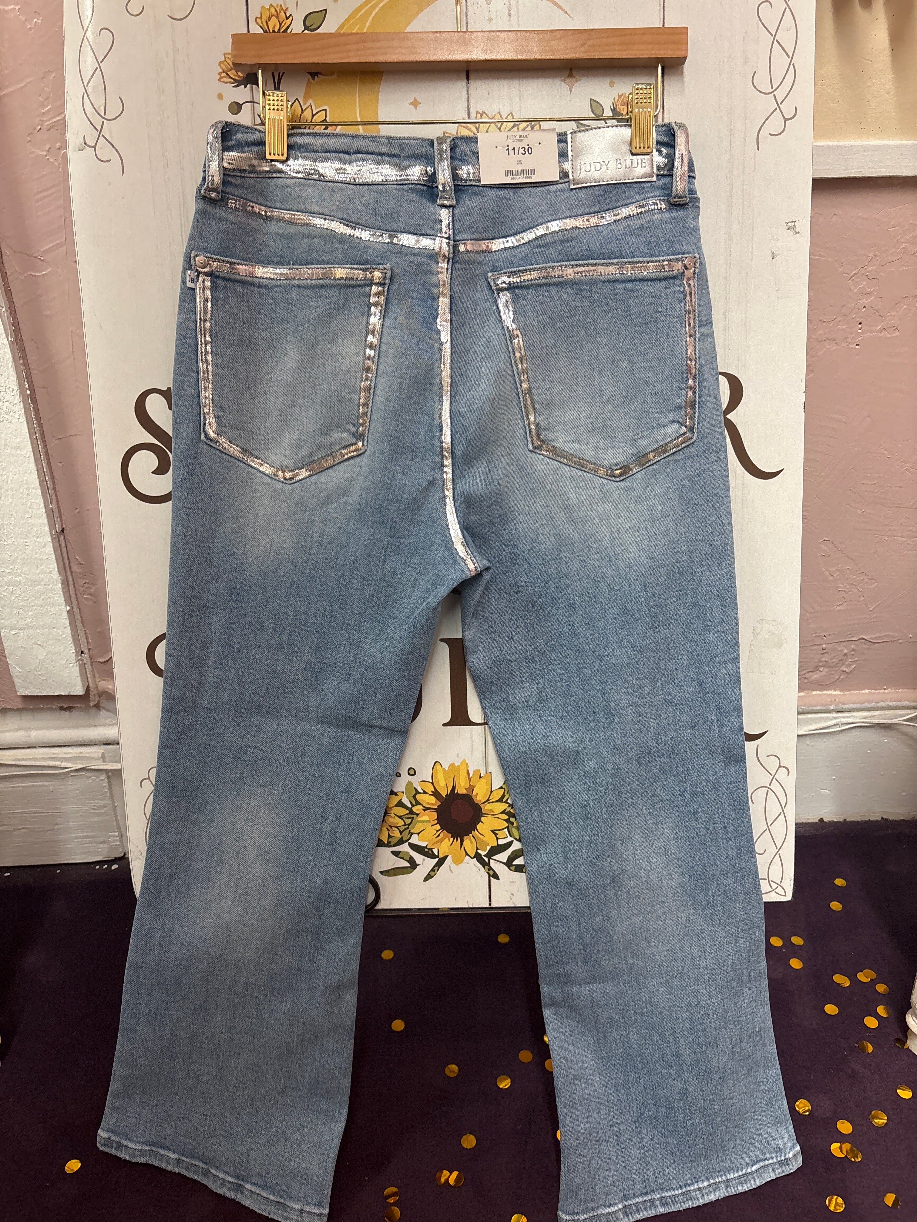 Judy Blue- Silver Trim Flares (30” inseam)