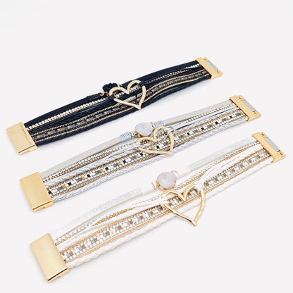 Mio Queena - Multi-Layer Heart Charm Bangle Bracelets