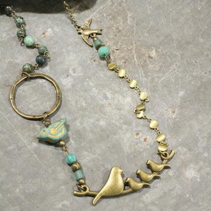 The Primitive Peddler, Inc. - Flocked Together Jade Czech Necklace