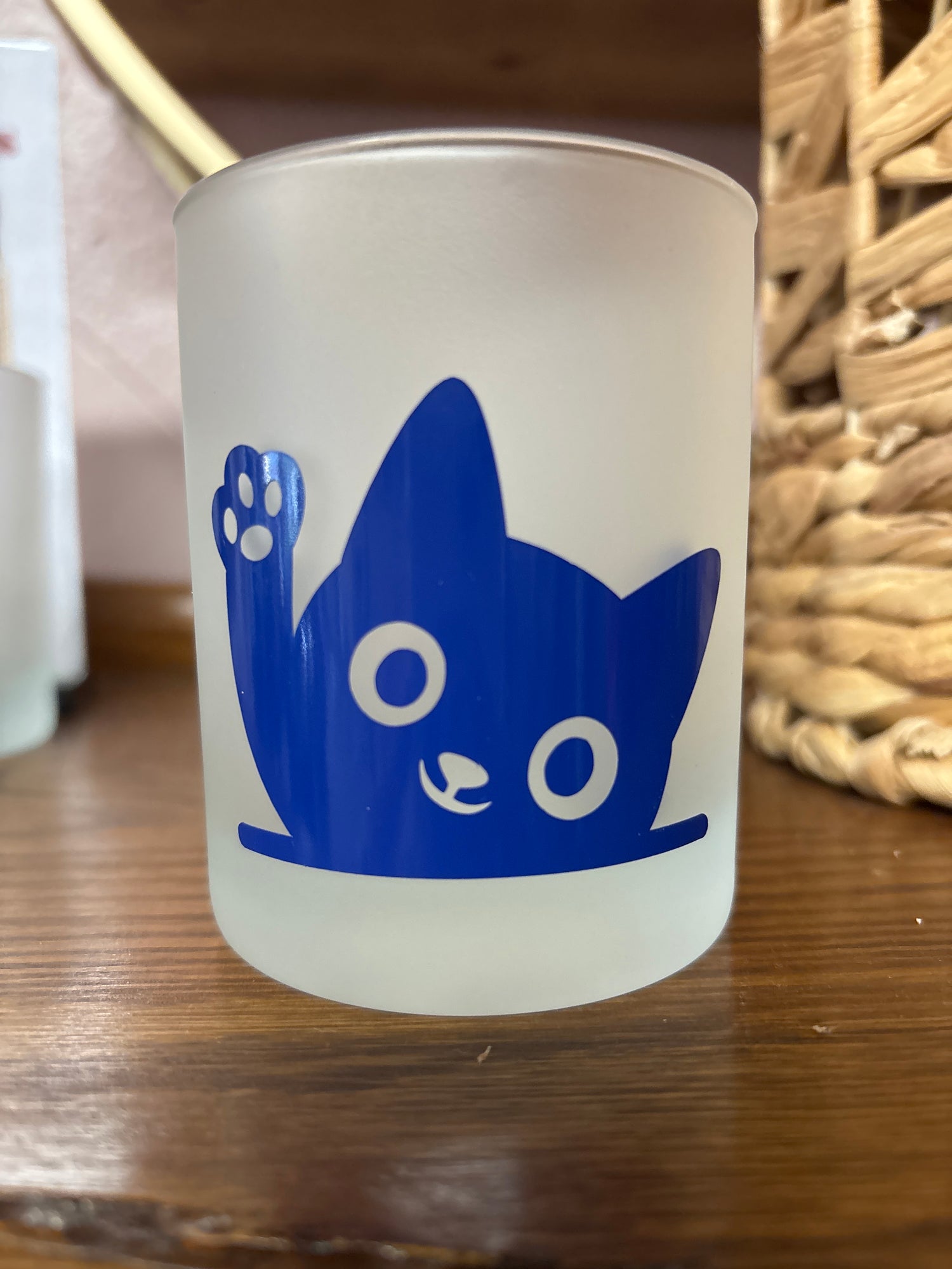 Kitten frosted votive holder