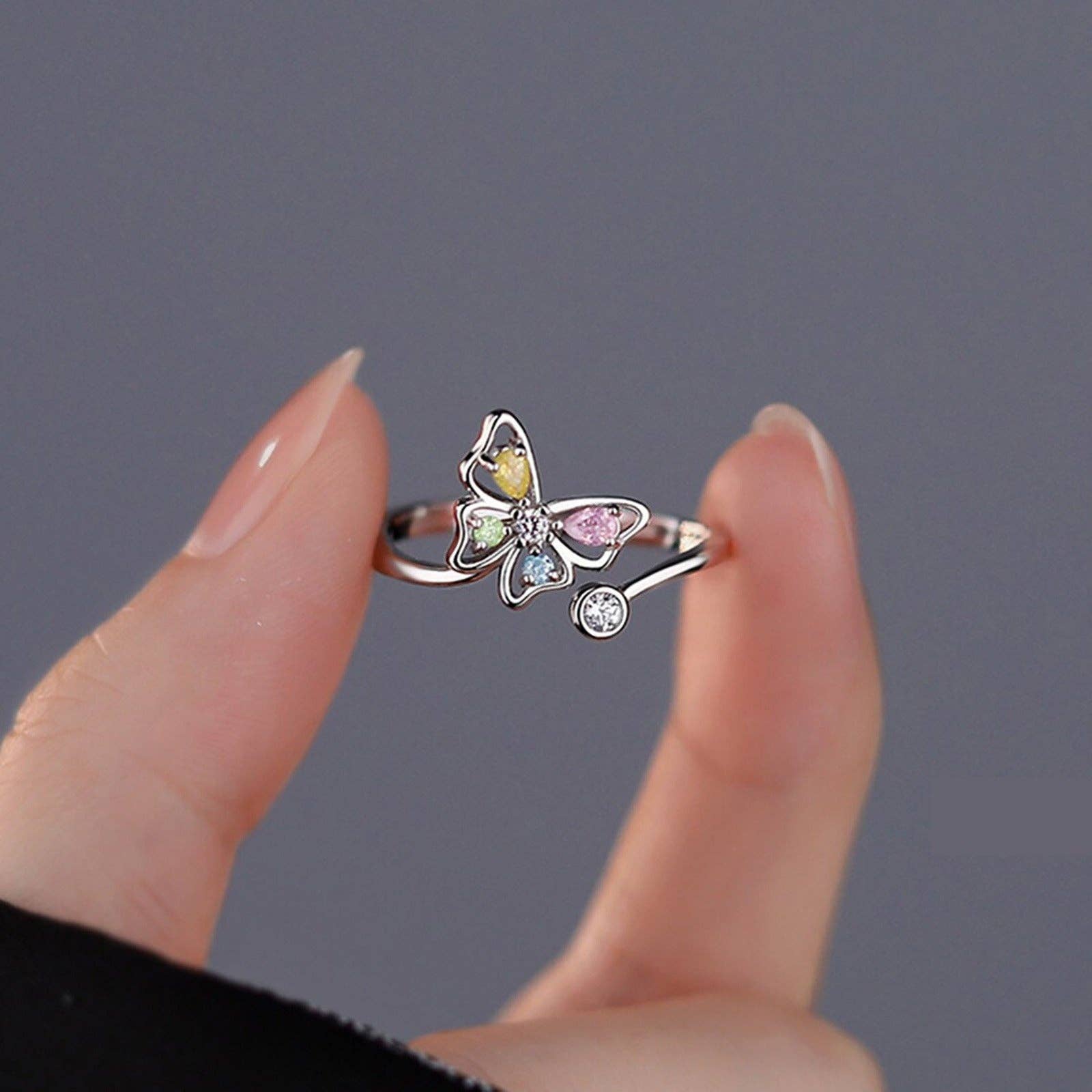 Perimade &amp; Co. LLC - Color Butterfly Stacking Bypass Ring in 925 Sterling Silver