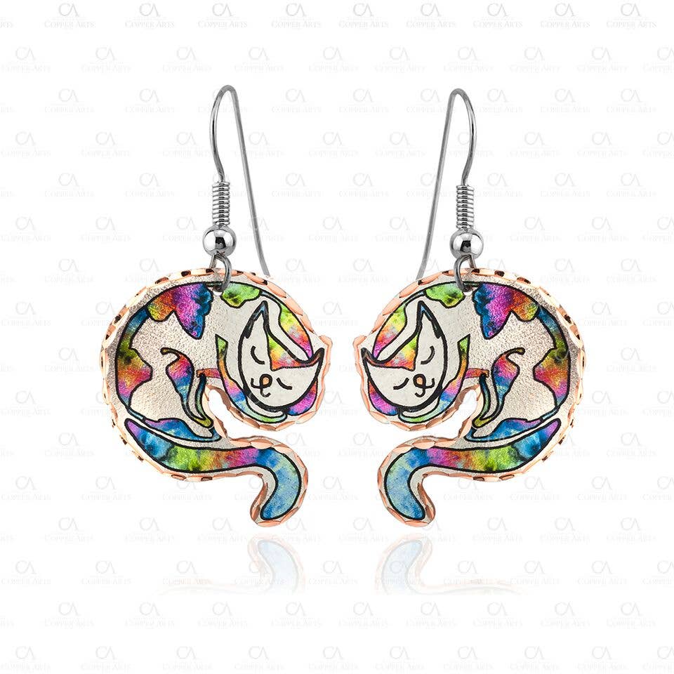 COPPER ARTS INC. - CA 268 Sleeping Cat Earrings