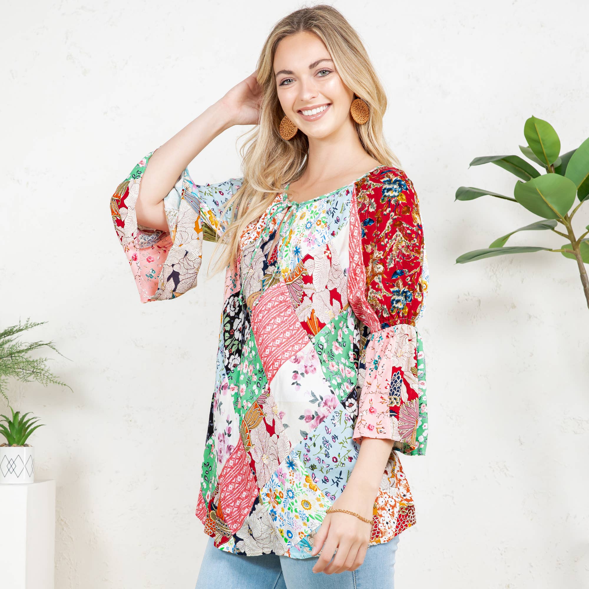 - The Bohemian Patchwork Peasant Top