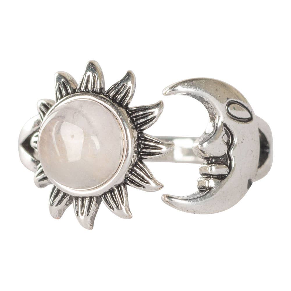 Benjamin International - Rose Quartz Sun &amp; Moon Adjustable Ring