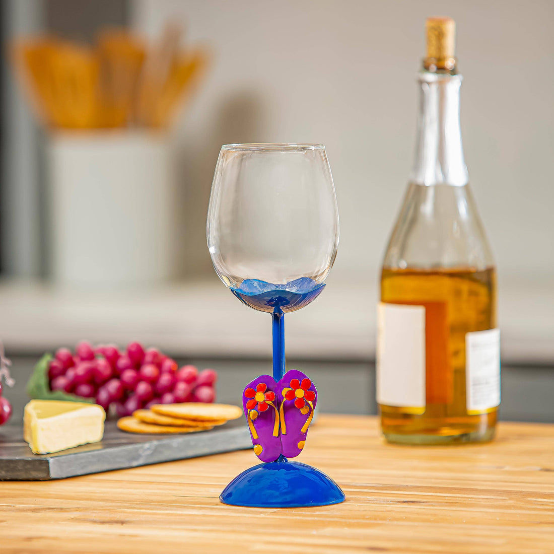Evergreen Enterprises - Coastal Flip Flops Wine Glass, 17oz, Gift Box