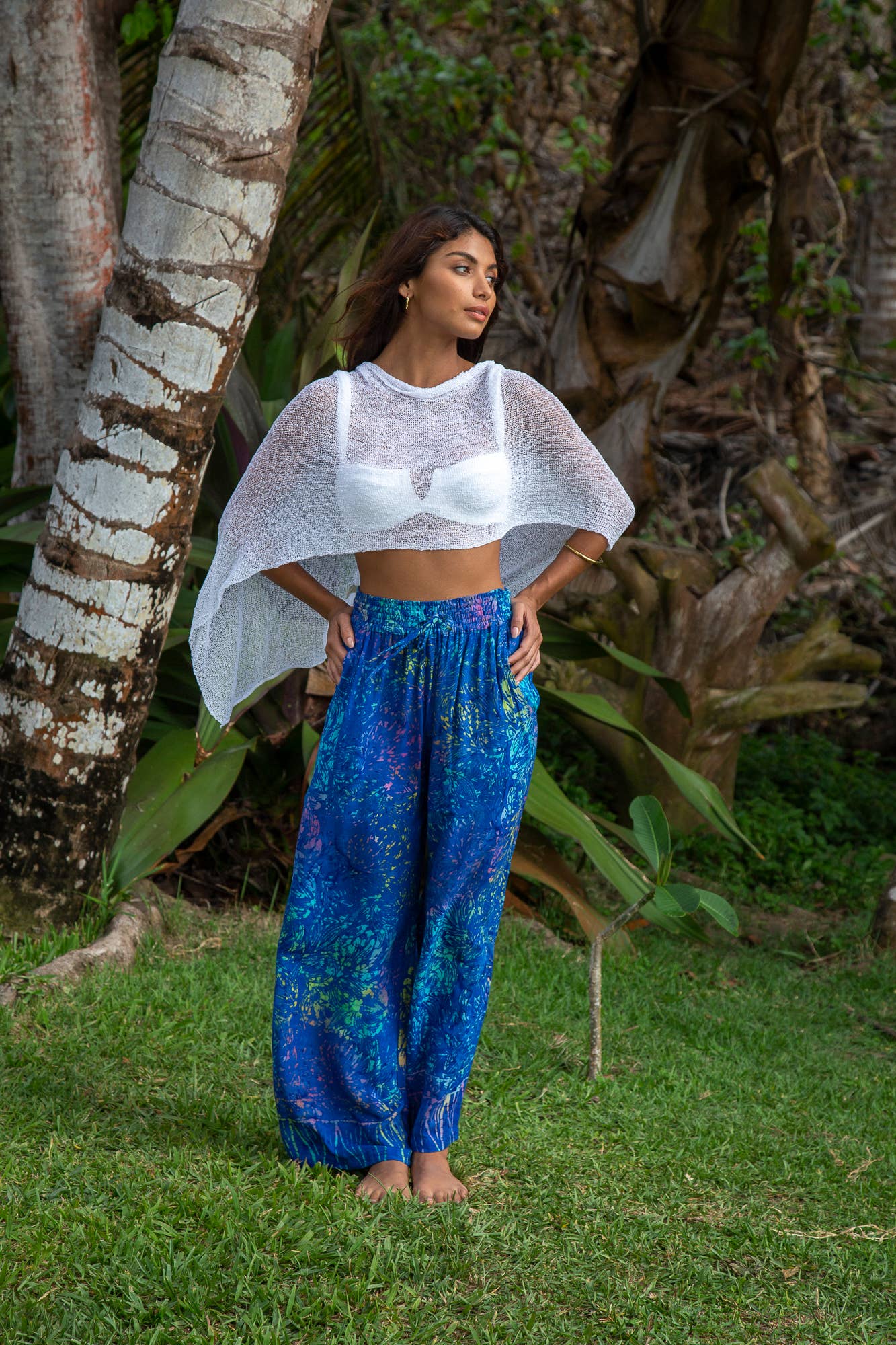 Bali Prema - Summer Sheer Shrug Knit Poncho Shawl- Boho Beach Cover Up