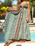 1 the Woman - Floral V Neck Ruffled Trim Backless Tassel Waist Maxi Dress