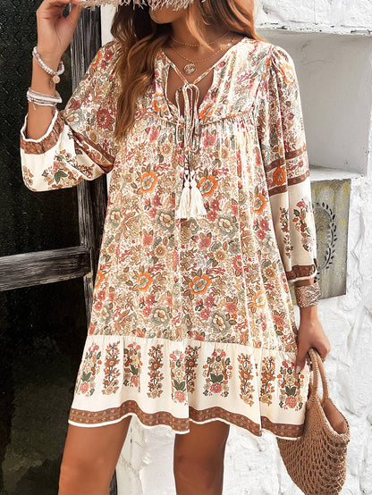 Hope &amp; Sunshine - Bohemian Print V-Neck Dress