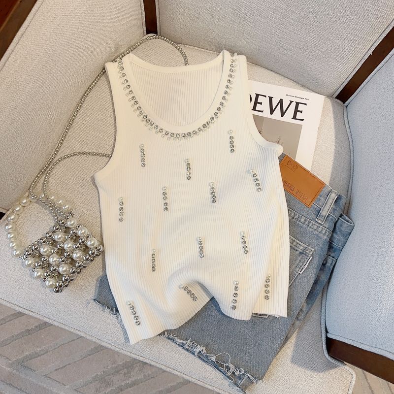 Whimsy- Pearl and Rhinestone Tank Top