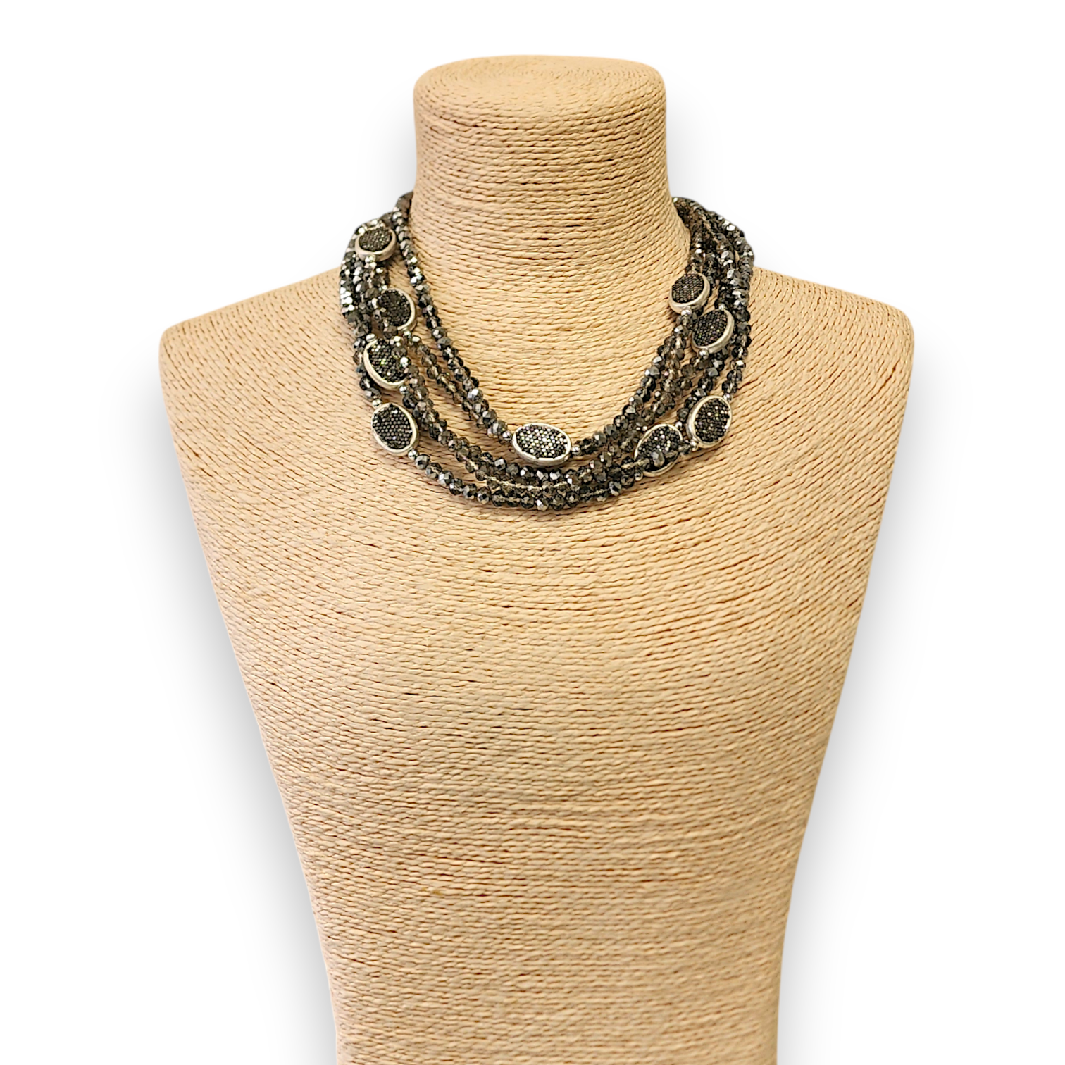 Bijoux Envie Statement Jewelry - Multi Strand Beaded Pavé Necklace | Statement Jewelry |