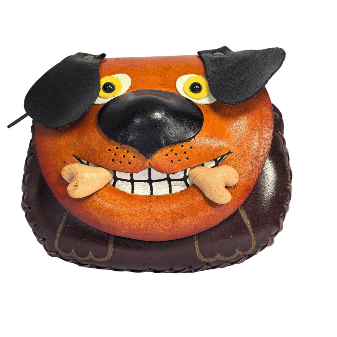 Sunflower Handmade leather inc - Dog With Bone Handmade Leather Wristlet leather coin purse wallet