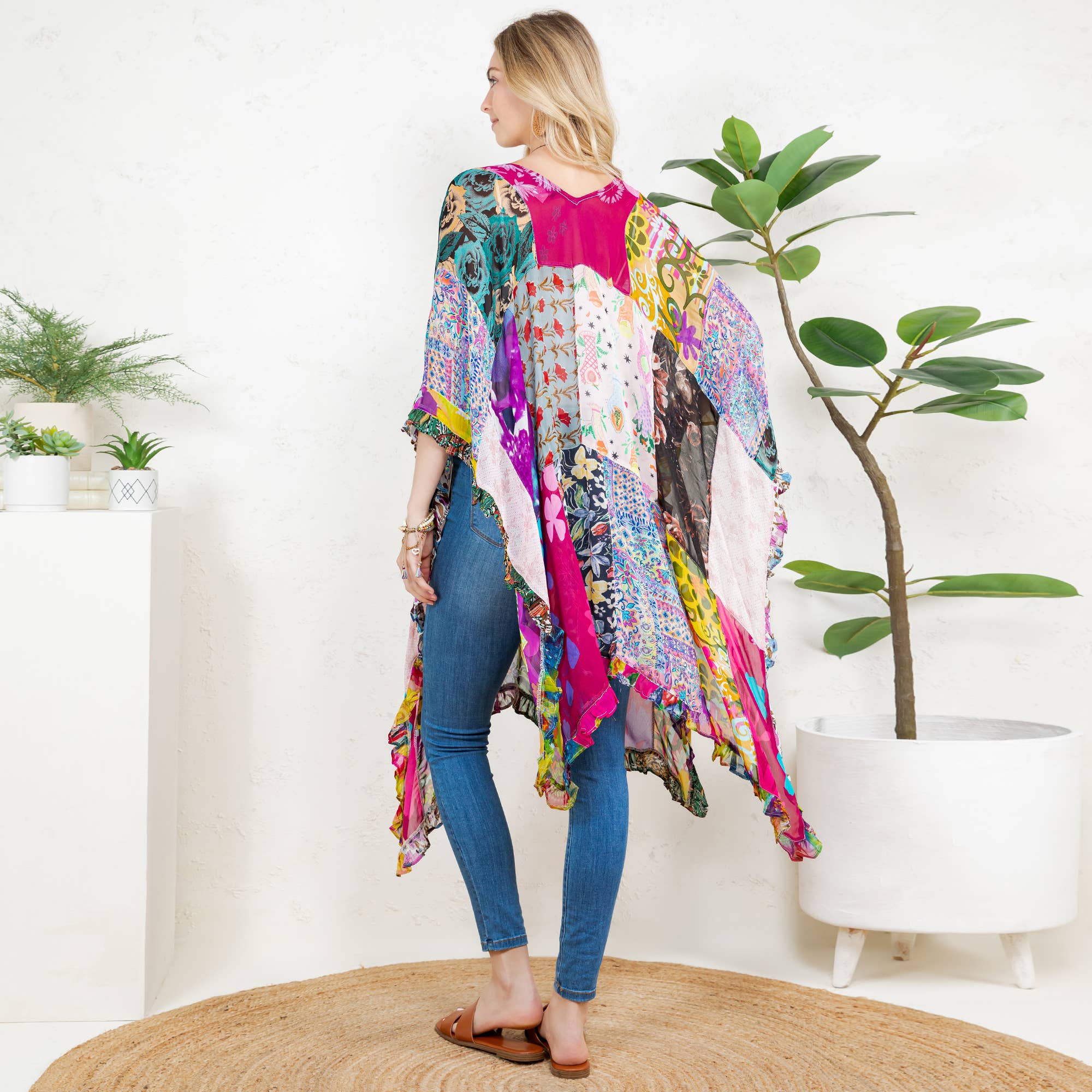  Natural Bohemian: Embroidered Color block Shrug