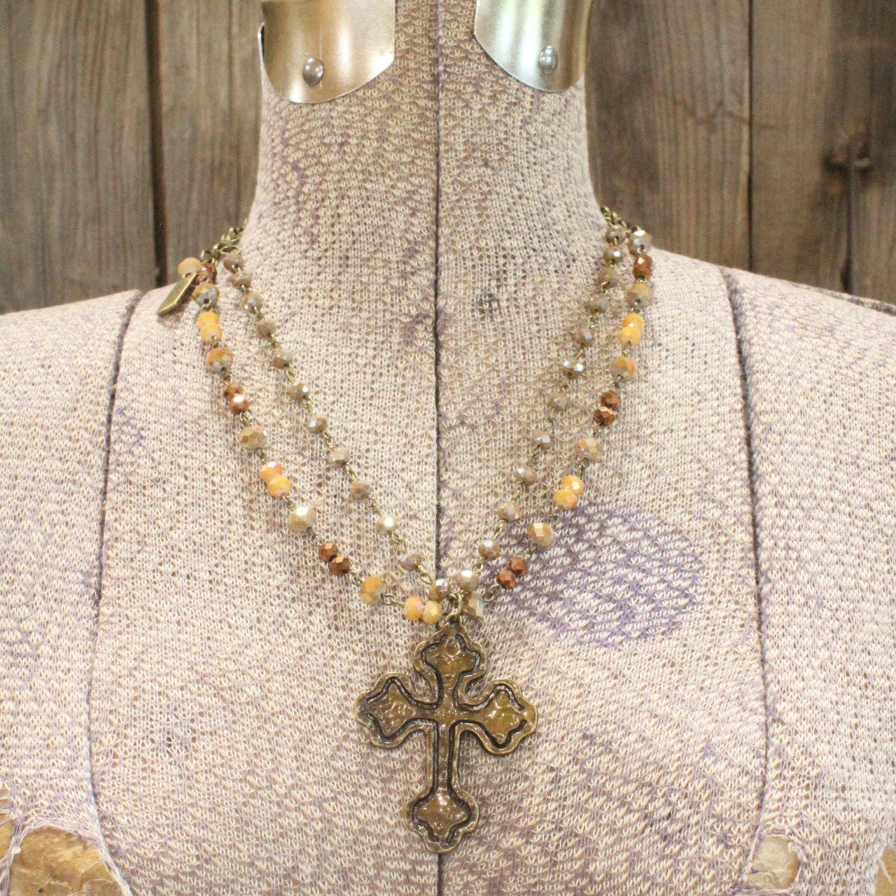 The Primitive Peddler, Inc. - Firm Foundation Cross Layered Necklace