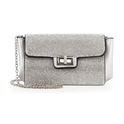 Handbag Express - Twist Lock Rhinestone Clutch Shoulder Bag