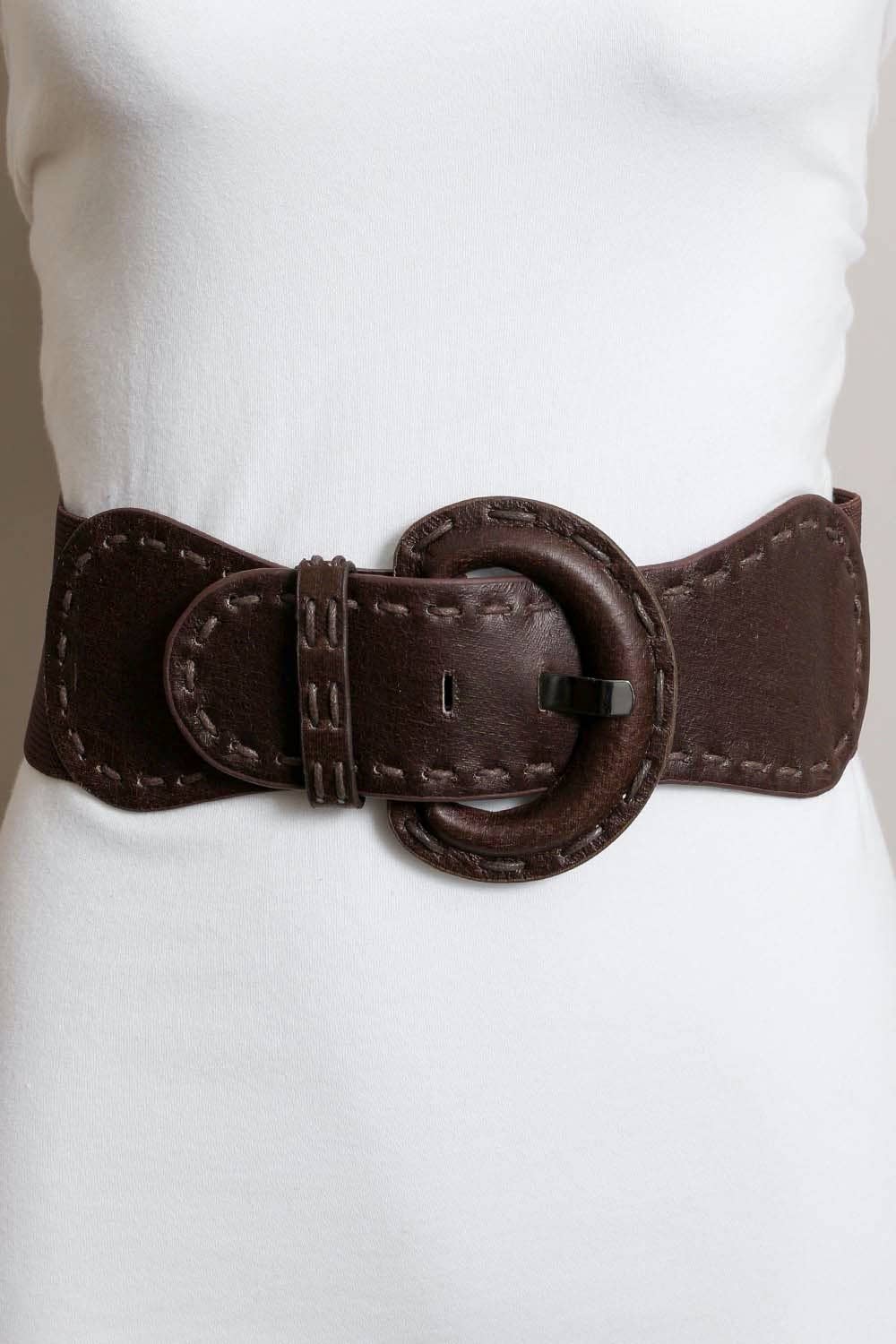 Leto Accessories - Distressed Wide Stitch Elastic Belt - Western Chic Style