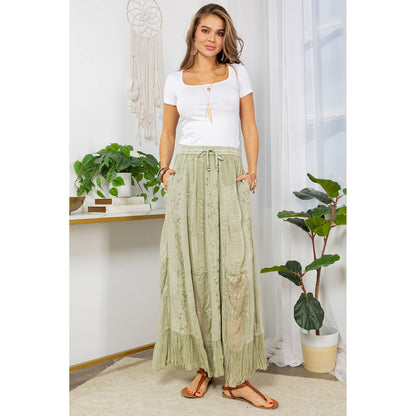 Young Threads - Gypsy Rhapsody: Textured Tiered Skirt With Aari Embroidery