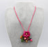 Leather flower necklace with wood beads