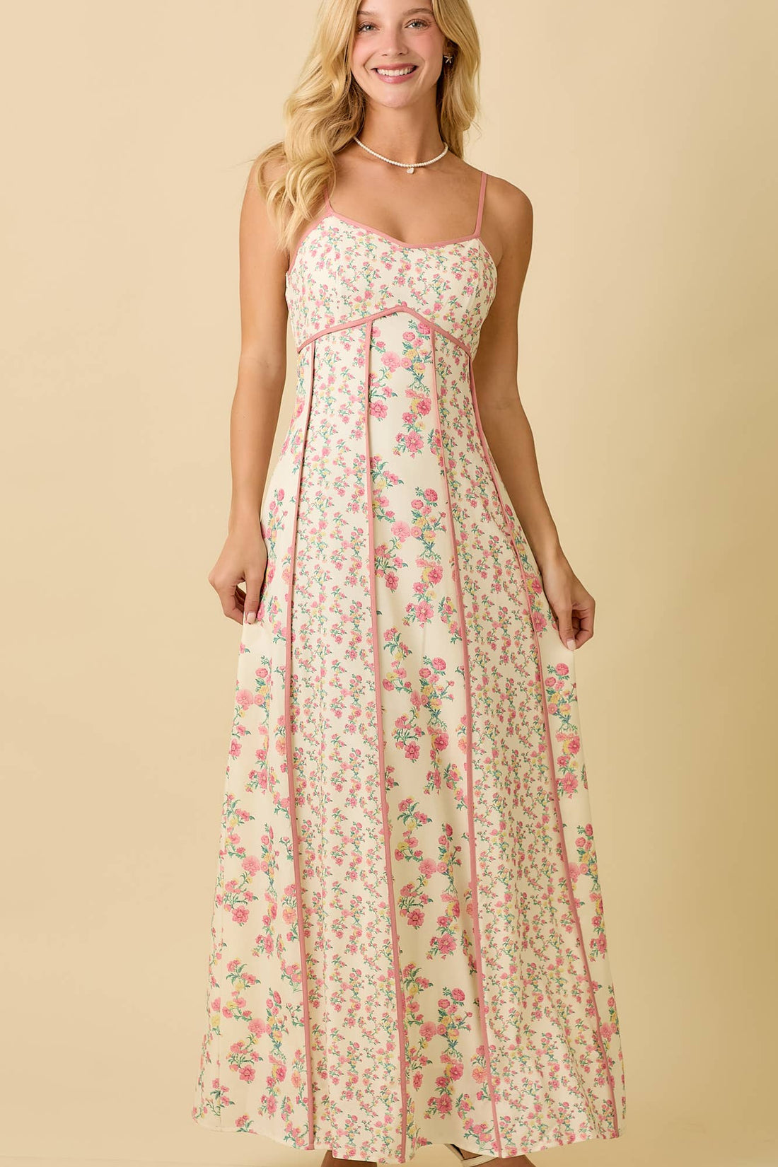 Main Strip - Patchwork Floral Summer Maxi Sleeveless Dress