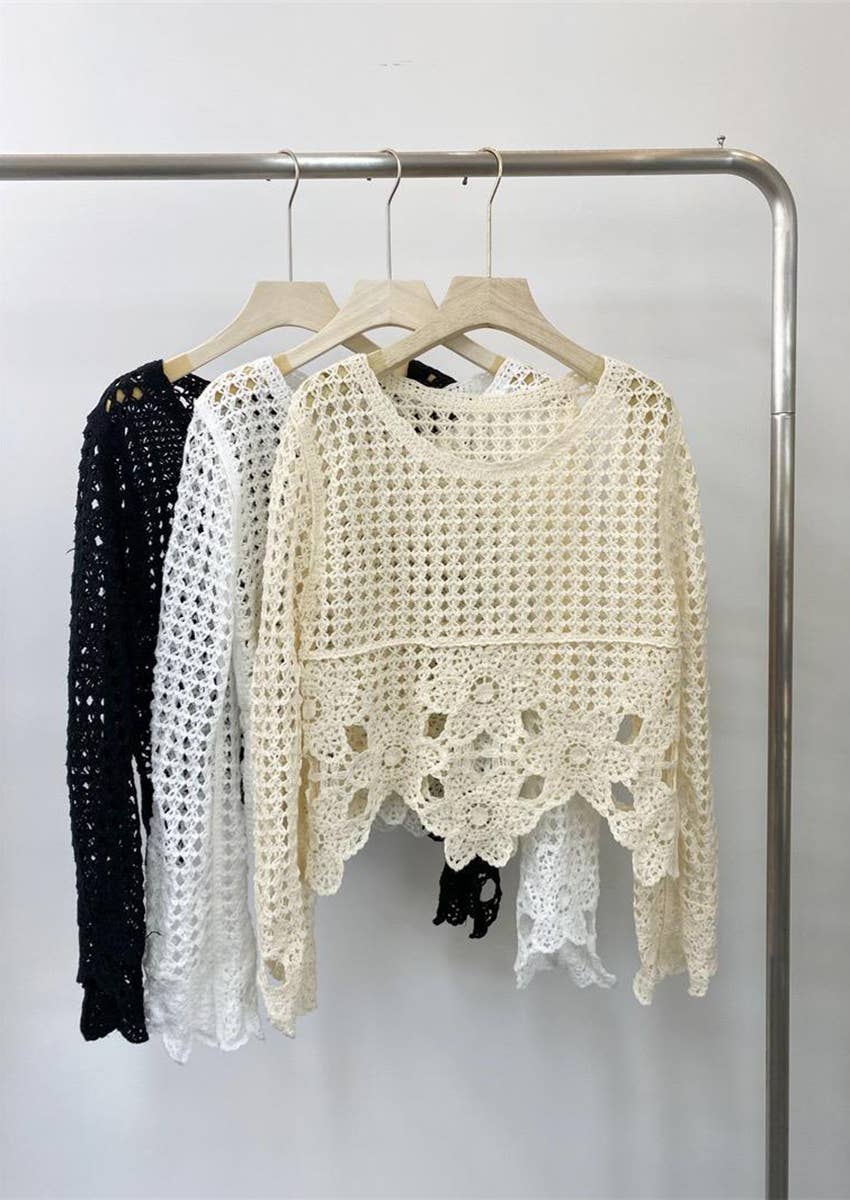 Hope &amp; Sunshine - Embroidered Lace Crop Top