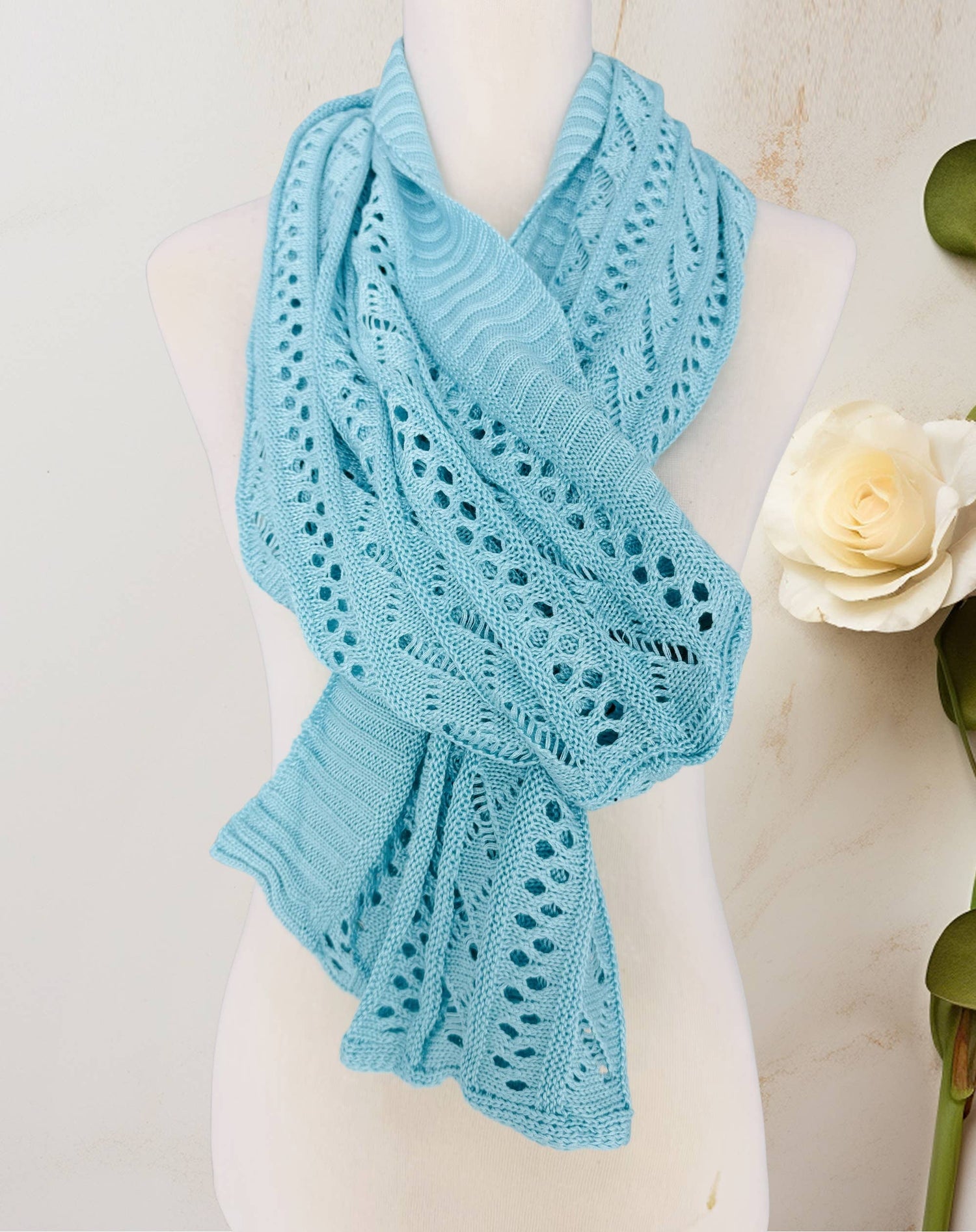 JC Sunny Fashion - Two-Way Hollow Out Open-Front Sweater/Scarf