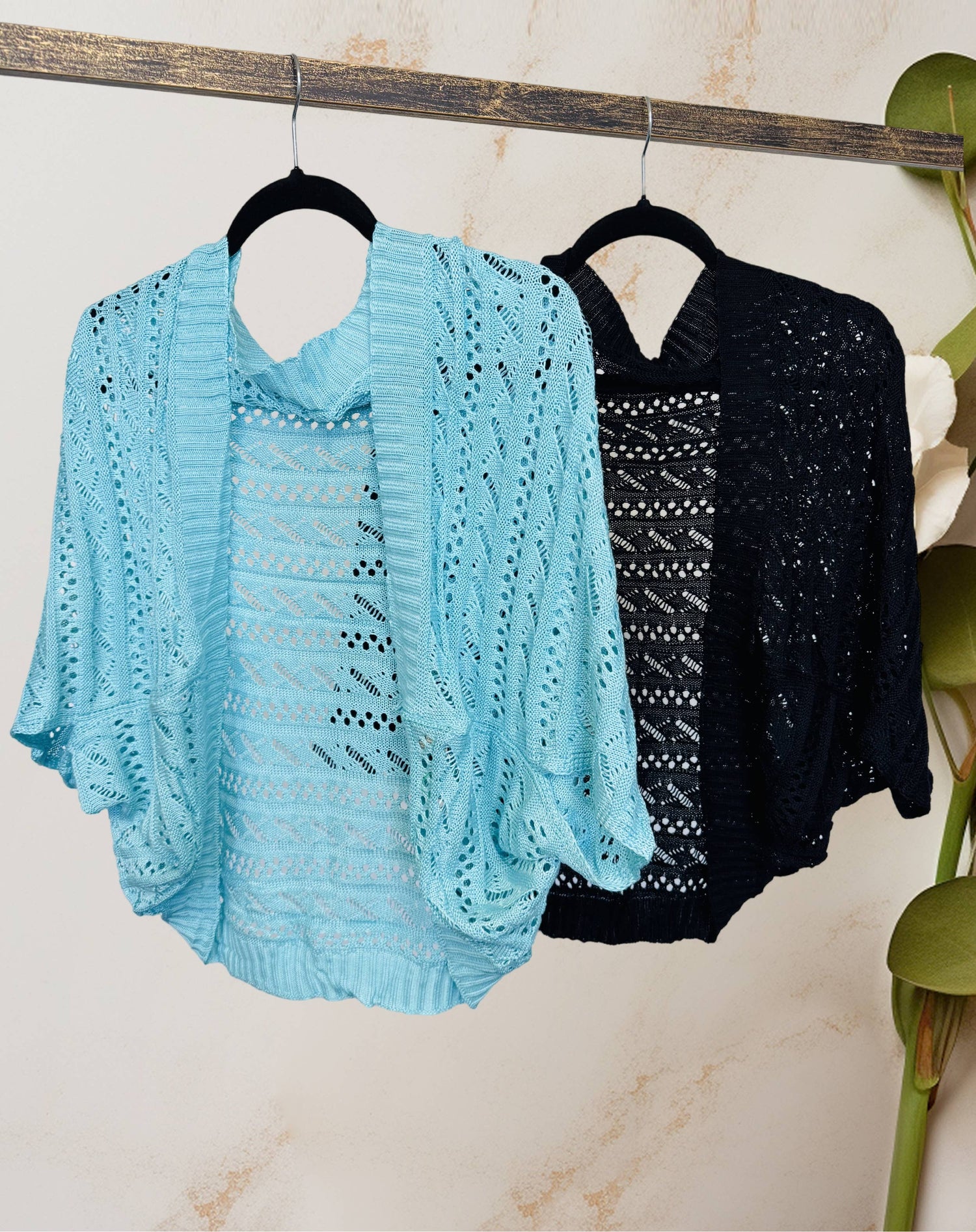 JC Sunny Fashion - Two-Way Hollow Out Open-Front Sweater/Scarf