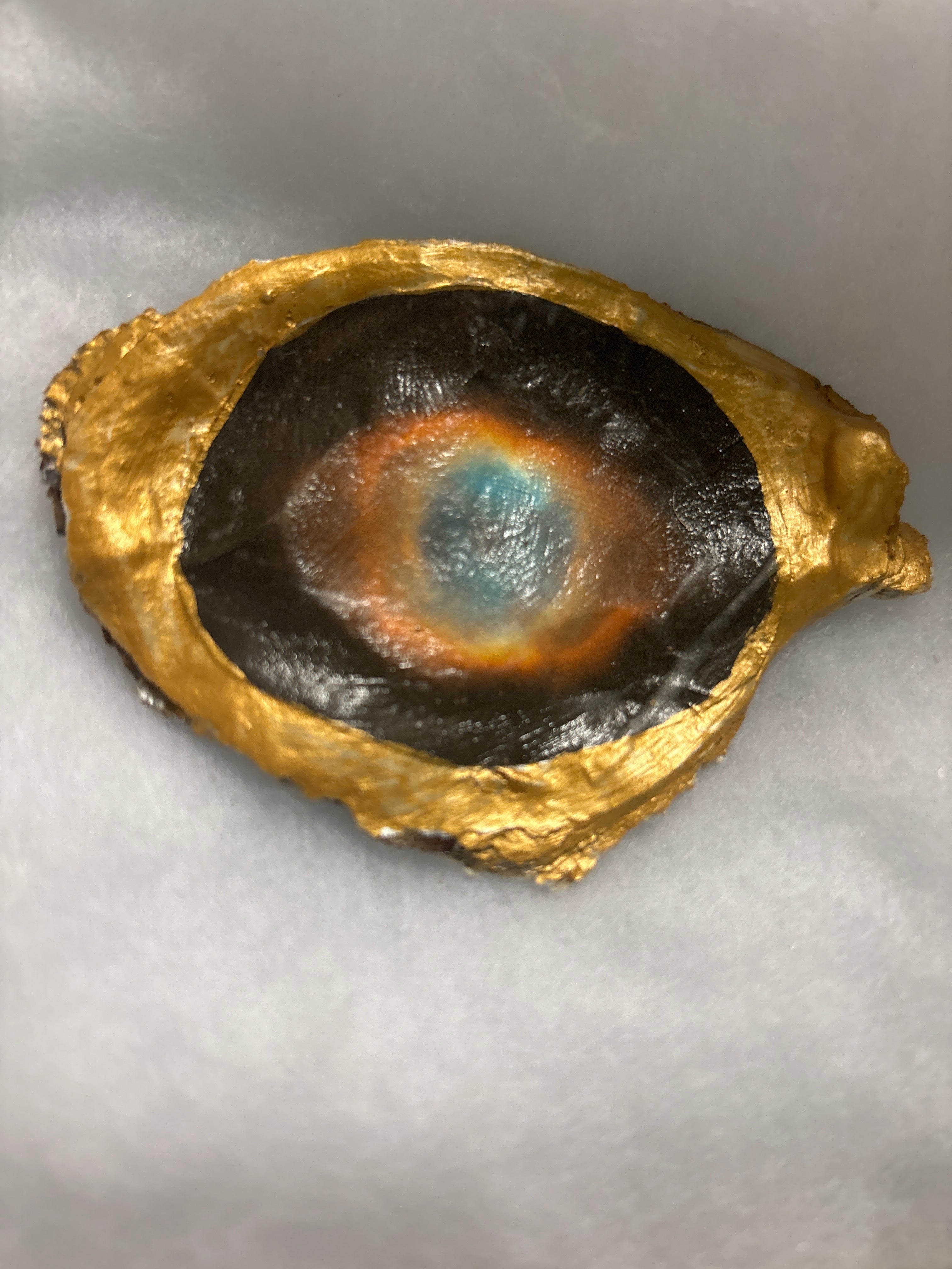 Hand Decoupaged and Painted Oyster Shells