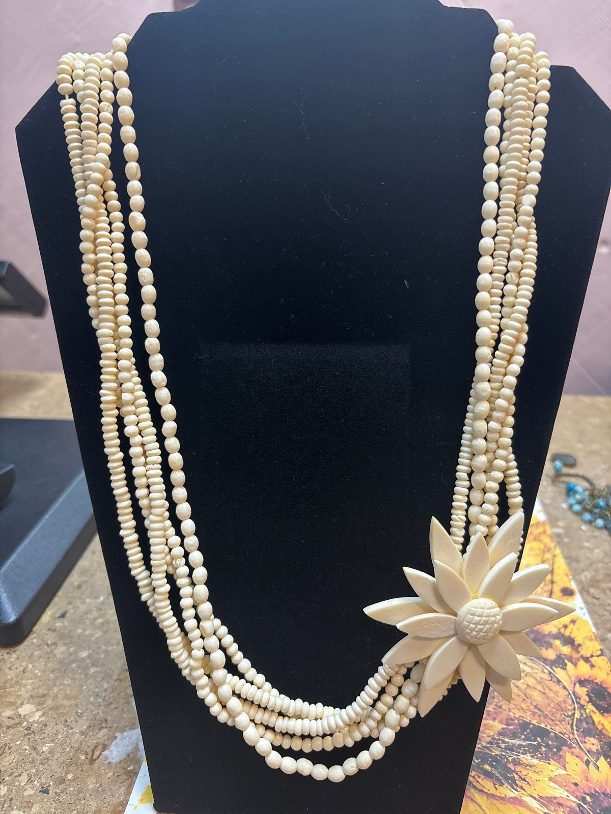 Whimsy-Sunflower Burst Beaded Necklace