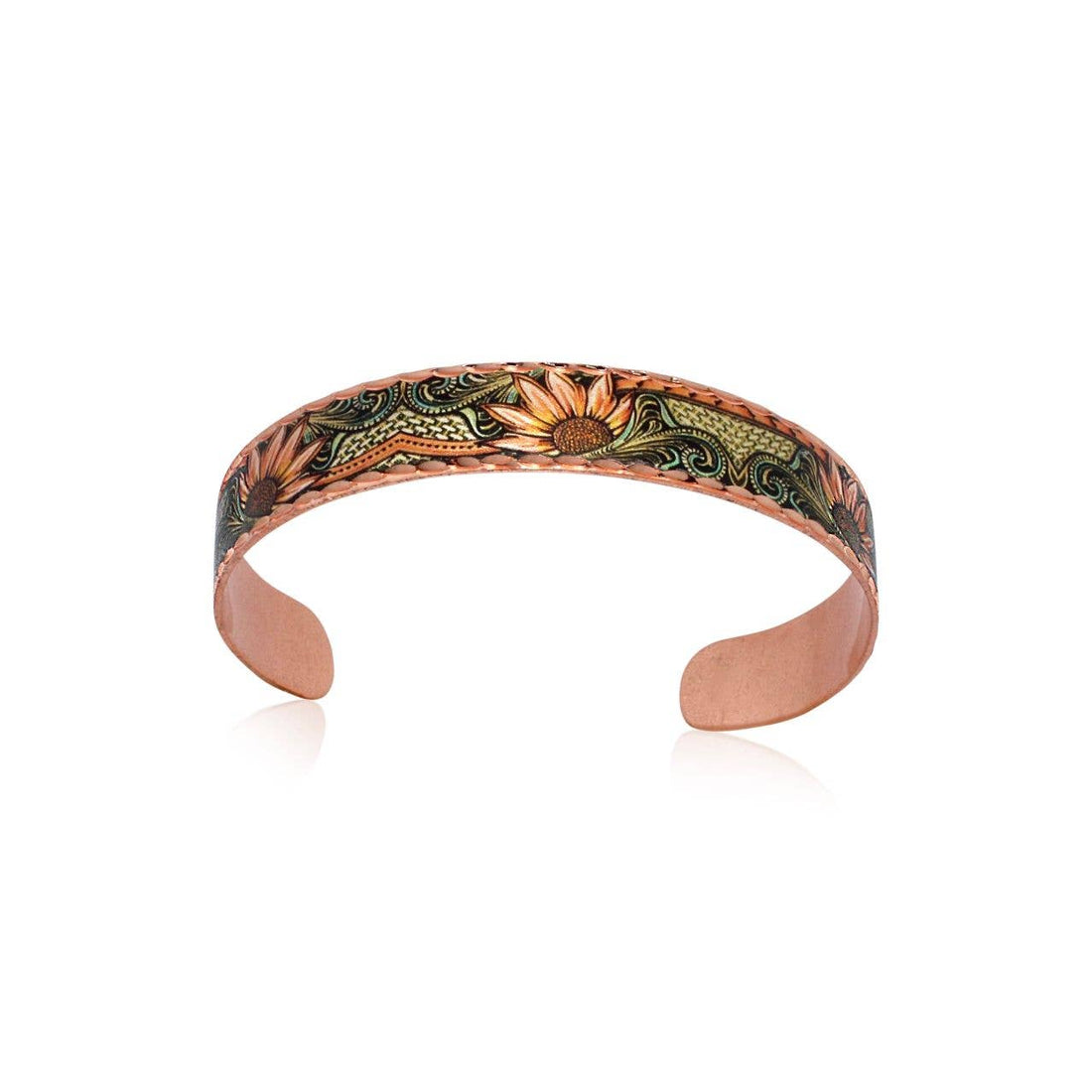 COPPER ARTS INC.  Native Sunflowers  Narrow Bracelet