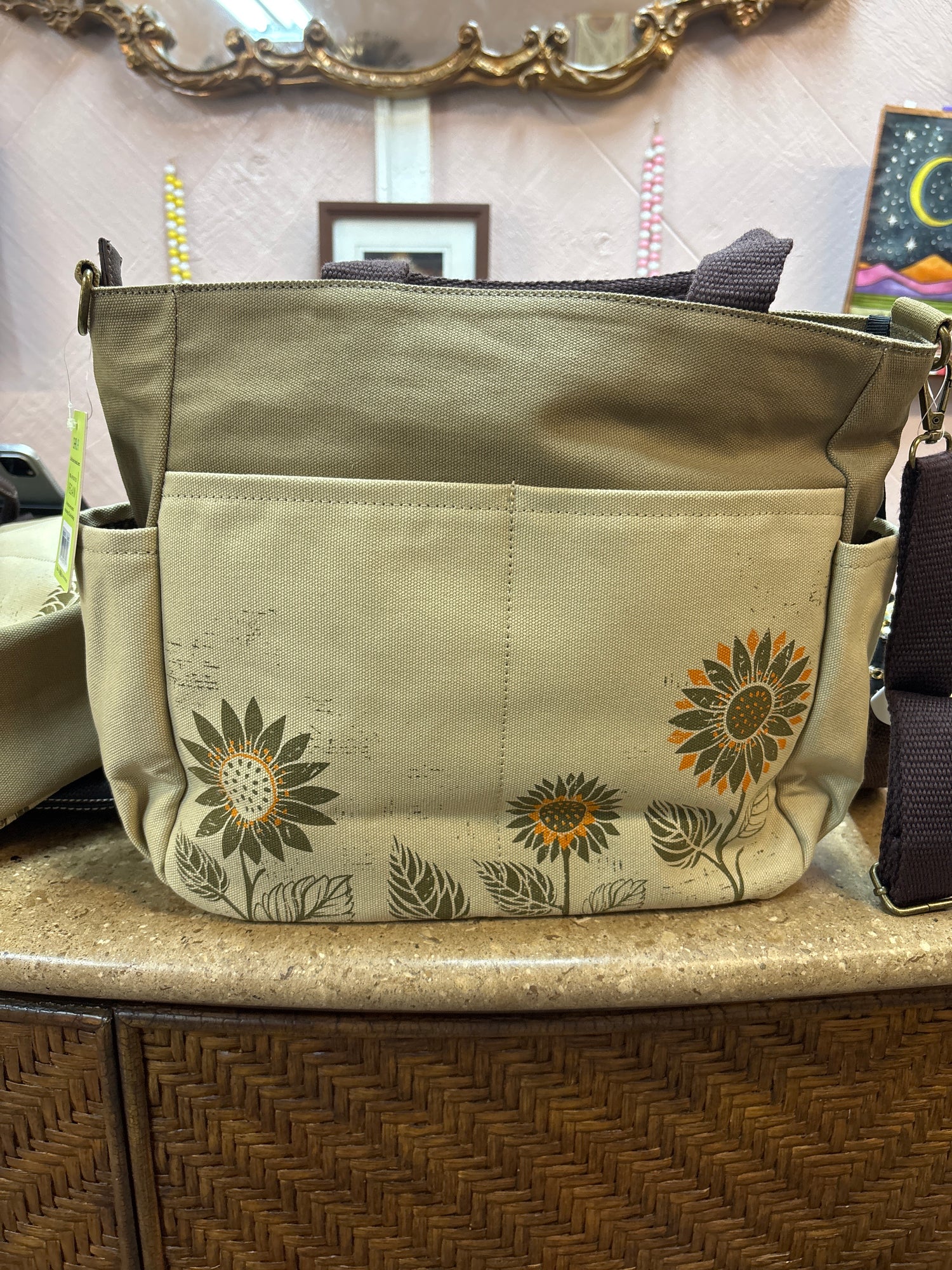 Chala- Canvas Print Pocket Tote - Sunflower