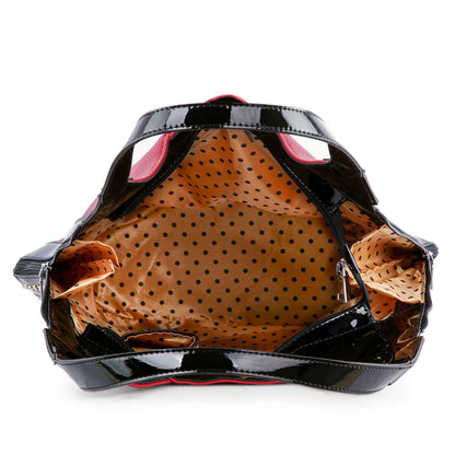 Handbag Express - Patent Trim Rhinestone Pattern Hobo