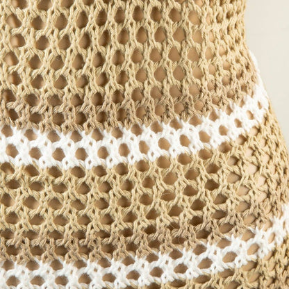 Collections by Fame Accessories - Striped Crochet Knit Cami Cover Up Dress