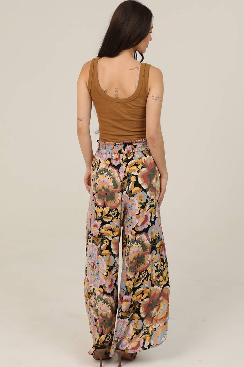 ANGIE - B3780-A967 FLORAL PRINT WRAP PANTS