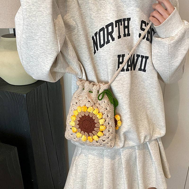 Ekartini - Simple Knit Sunflower Shoulder Bag