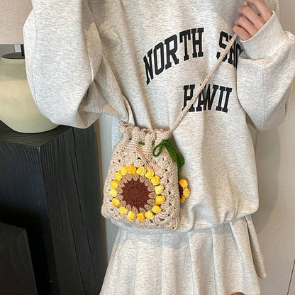 Ekartini - Simple Knit Sunflower Shoulder Bag