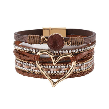Mio Queena - Multi-Layer Heart Charm Bangle Bracelets