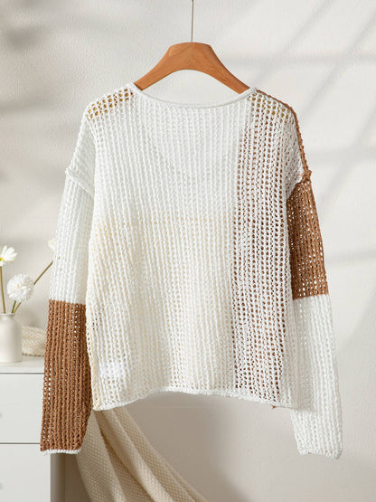 Hope &amp; Sunshine - Colorblock V-Neck Knit Pullover for Women