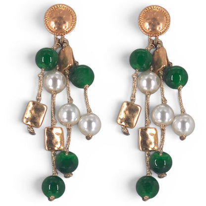 Bijoux Envie Statement Jewelry - Coastal Green Pearl Earrings | Chunky Fall Statement Jewelry