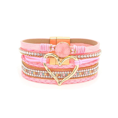 Lovesoft - Bohemian Heart Rhinestone Magnetic Buckle Bracelet