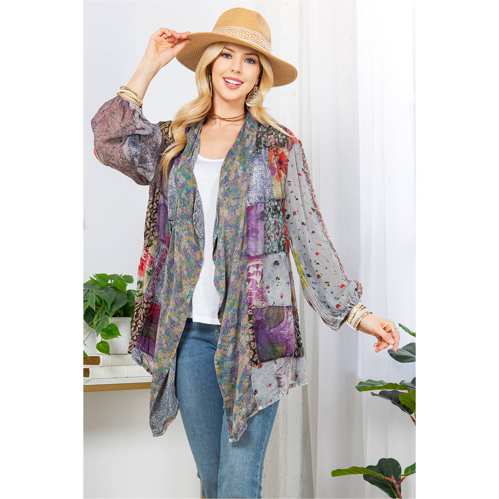  Kimono Shrug In Overdyed Mix N Match Patch