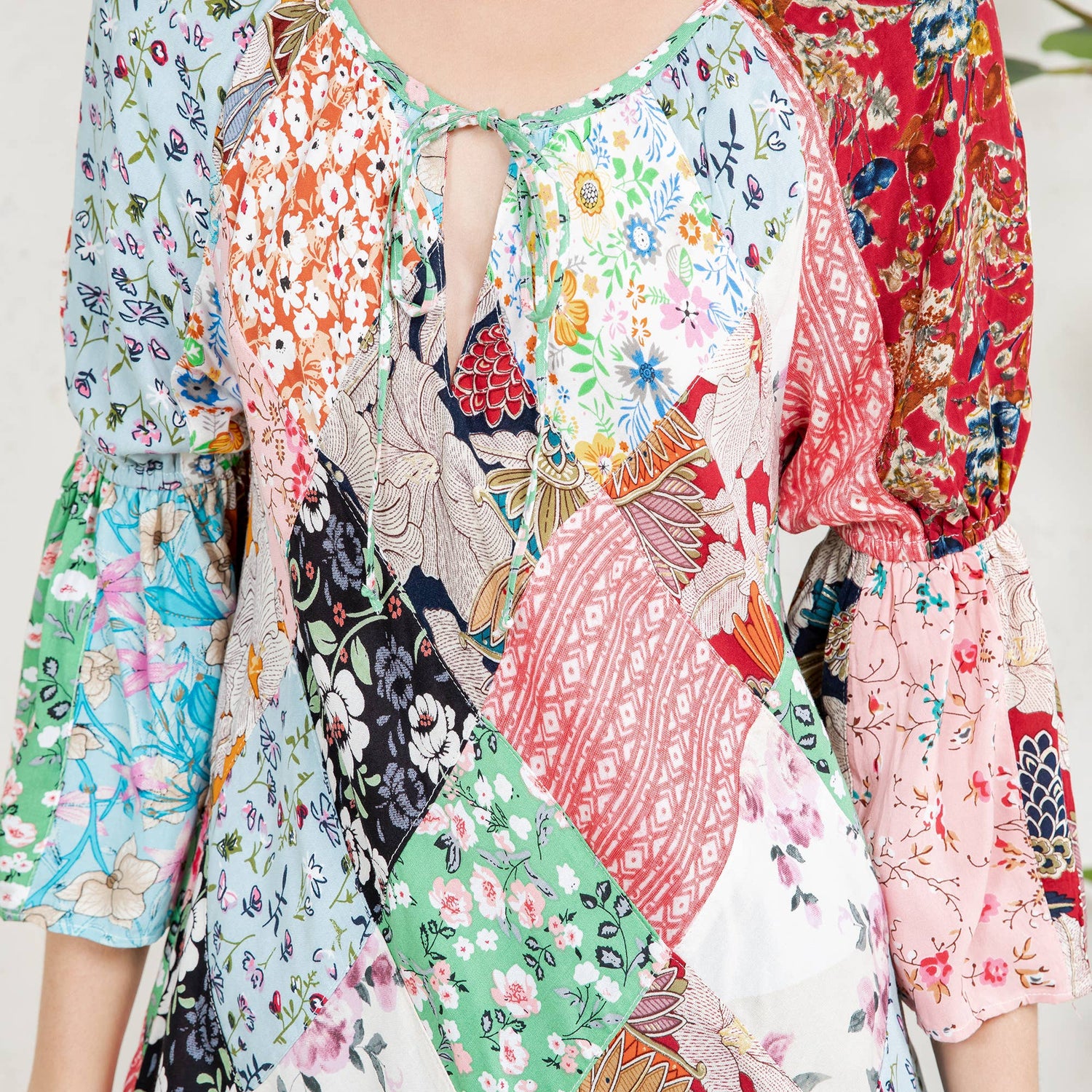 - The Bohemian Patchwork Peasant Top