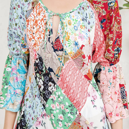 - The Bohemian Patchwork Peasant Top