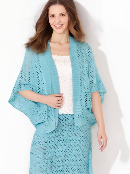 JC Sunny Fashion - Two-Way Hollow Out Open-Front Sweater/Scarf