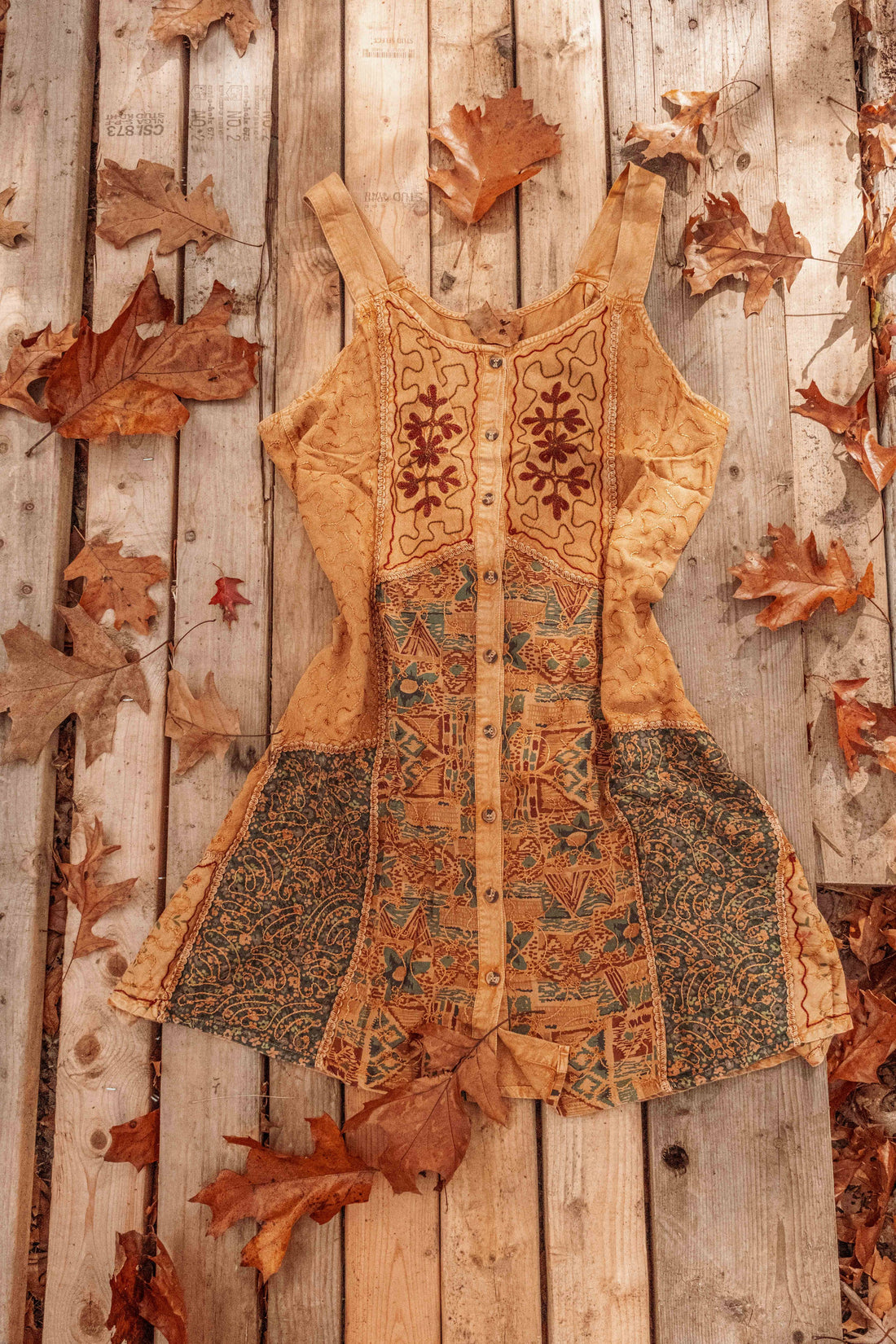 Gardenbelle Shop - Bohemian Cottage Core Embroidered Mini Patchwork Dress