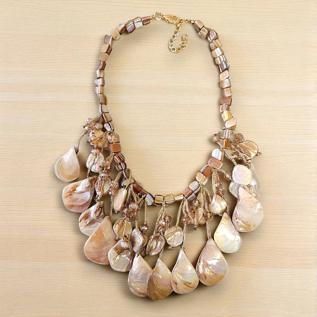 Bijoux Envie Statement Jewelry - Layered Seashell Statement Necklace | Coastal Jewelry | Boho
