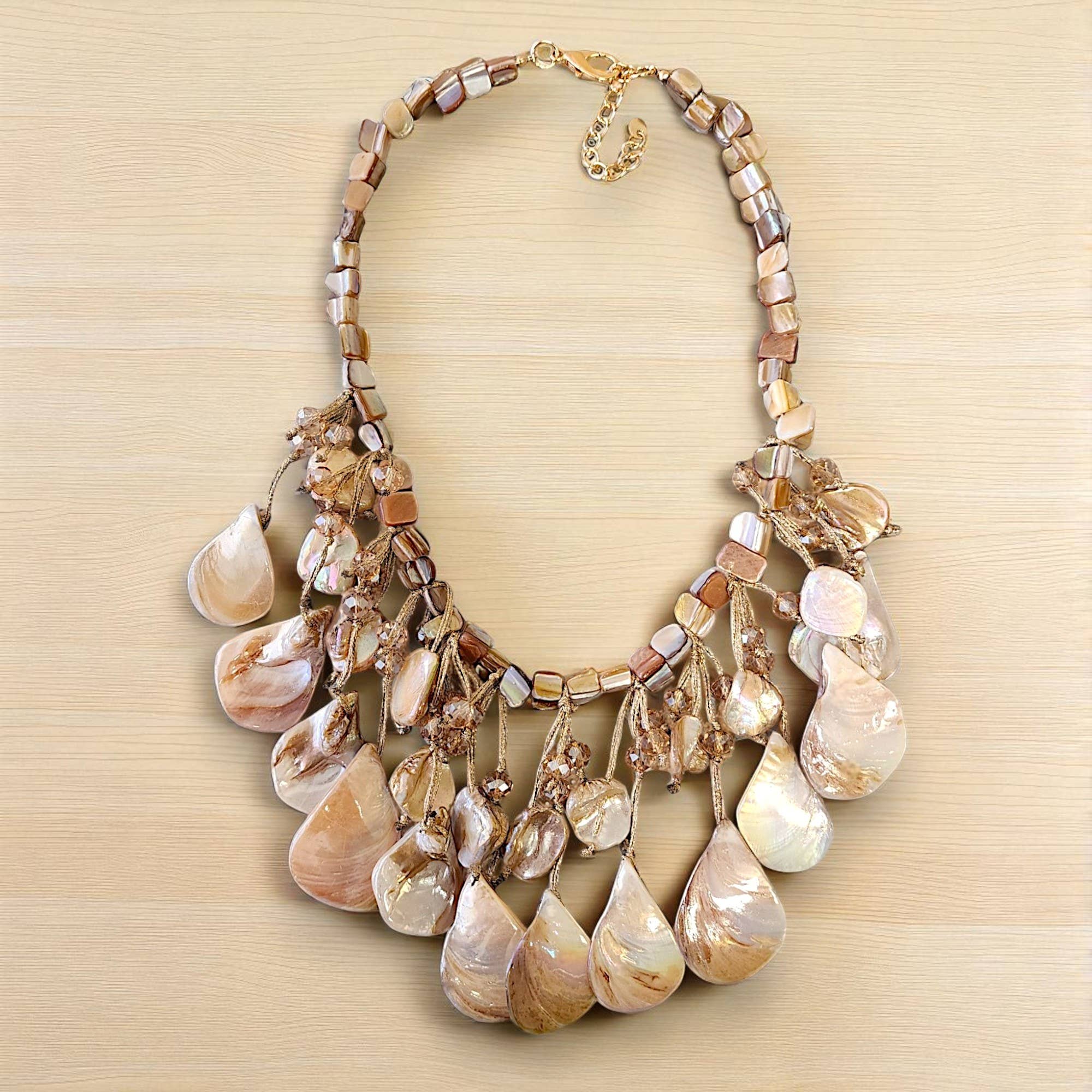Bijoux Envie Statement Jewelry - Layered Seashell Statement Necklace | Coastal Jewelry | Boho