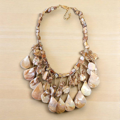 Bijoux Envie Statement Jewelry - Layered Seashell Statement Necklace | Coastal Jewelry | Boho