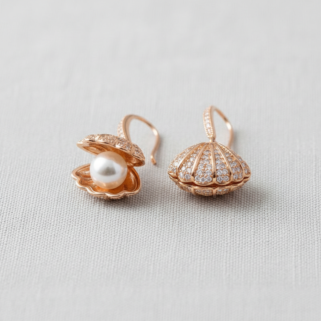 camilla dovey - Vintage Pearl Drop Earrings with Zircon Accents
